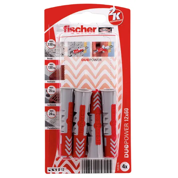 Mest solgt - Fischer Dybel DuoPower - 12x60mm - 4 stk