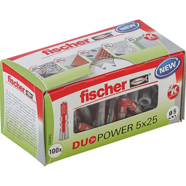 Fischer Dybel DuoPower - 5x25mm - 100 stk/pk - Hurtig levering
