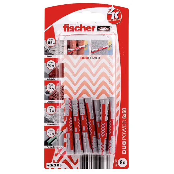 Klar til levering | Fischer Dybel DuoPower - 6x50mm - 8 stk