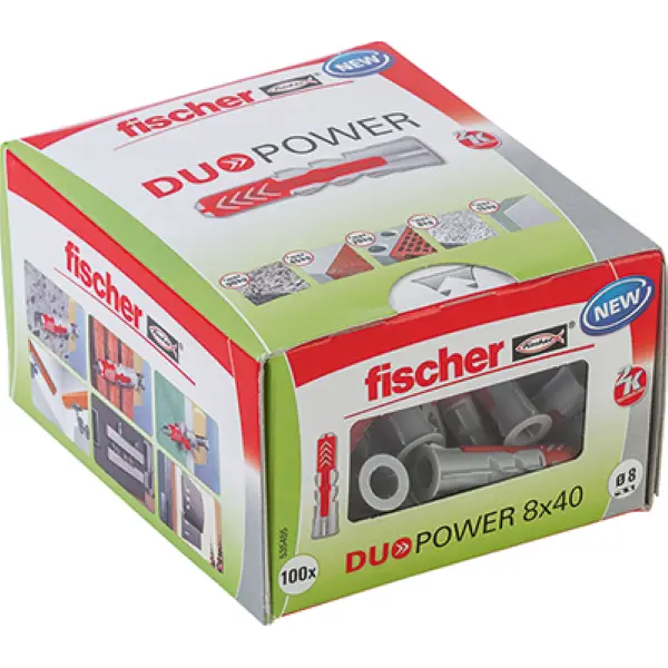 Kan bestilles - Fischer Dybel DuoPower - 8x40mm - 100 stk/pk