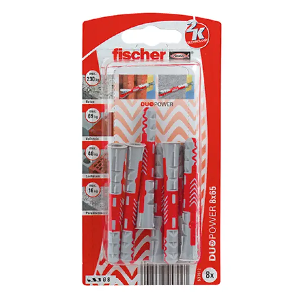 Køb direkte | Fischer Dybel DuoPower - 8x65mm - 8 stk