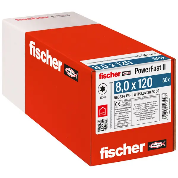 Fischer Konstr.Skrue FPF II WTP TX40 - 8,0x120mm - 50 stk/pk | Mest solgt