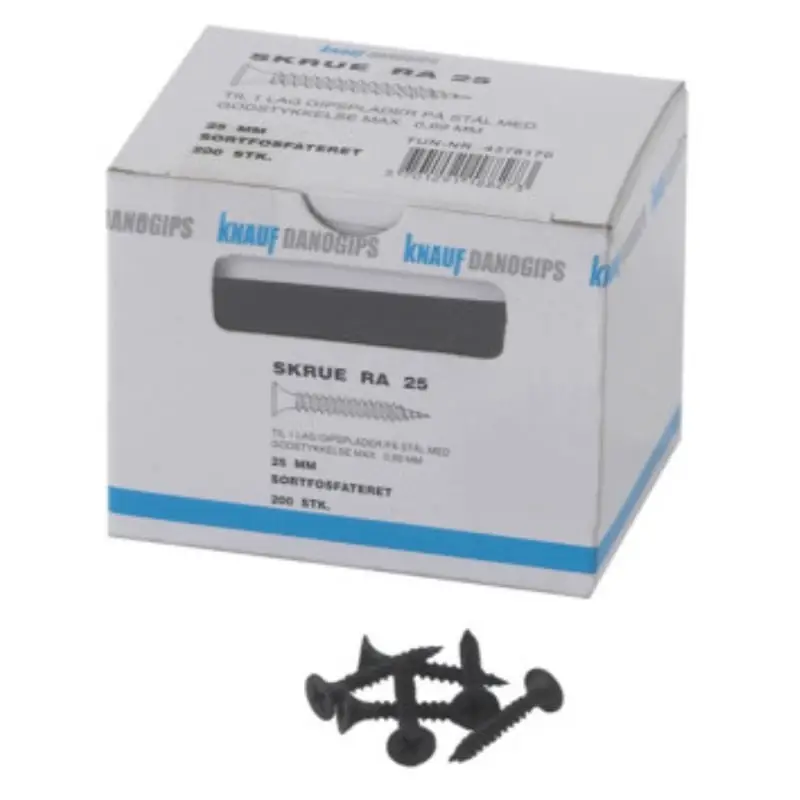 Knauf, RA-skruer, sortfosfateret stål, 25 mm, 200 stk. | Direkte fra producenten