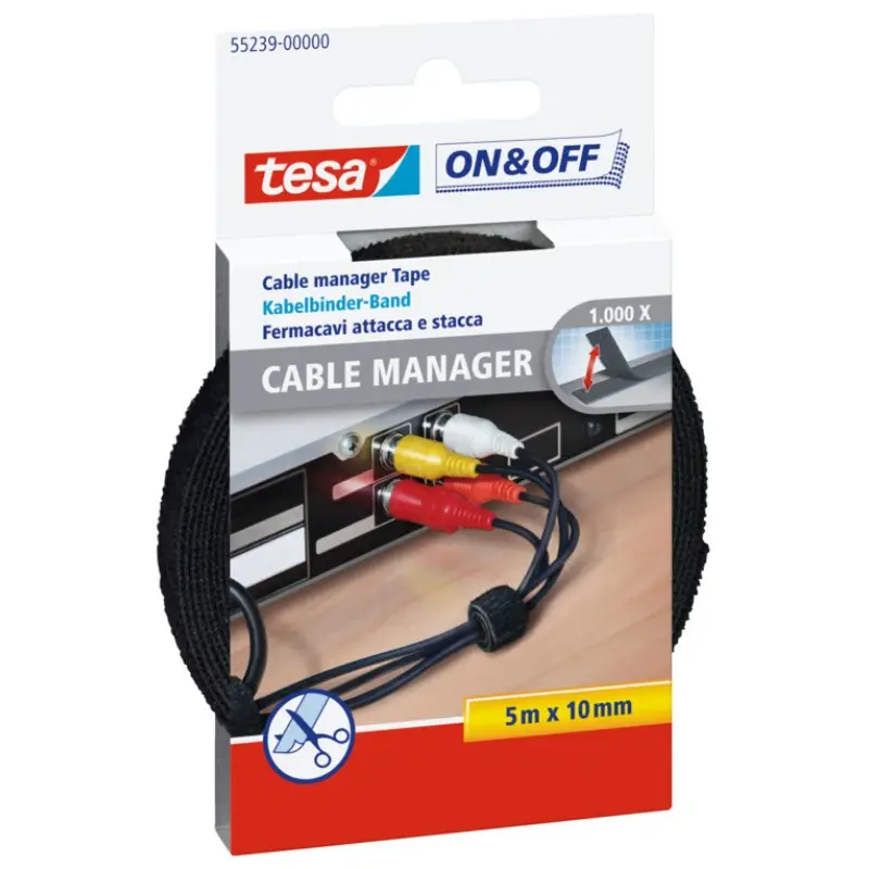 Tesa, Burretape, Cable Manager, 10 mm x 5 m | Skynd dig