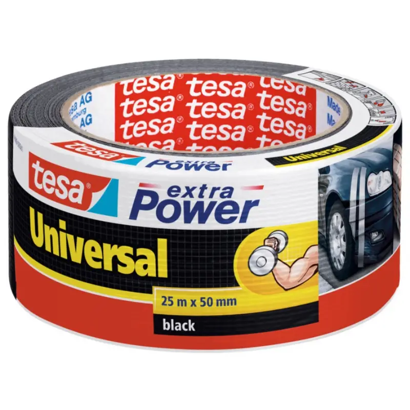 Nedsat pris | Tesa, Gaffatape, Extra Power Universal, sort, 50 mm x 25 m