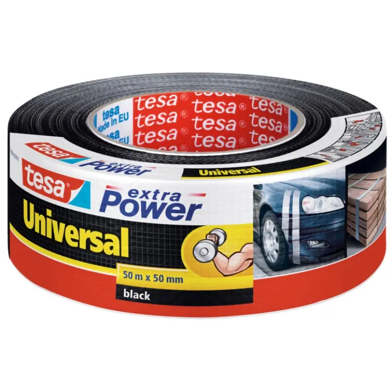 Få tilbage | Tesa, Gaffatape, Extra Power Universal, sort, 50 mm x 50 m