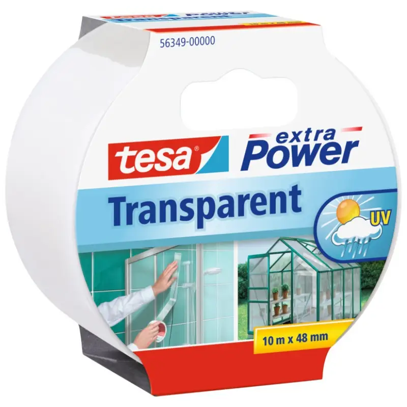 Tilbudspris | Tesa, Transparent gaffatape, Extra Power Transparent, 48 mm x 10 m