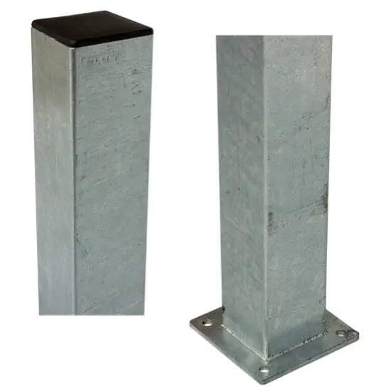 Kan bestilles - Plus, Stålstolpe m/fod, 80x80 mm, varmgalvaniseret