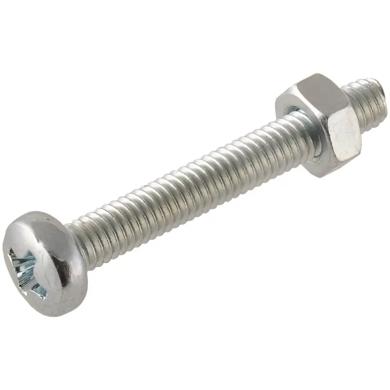 Direkte fra fabrikken - Kram, Maskinskruer m/møtrik, elforzinket stål, M6, Ø6,0x60 mm, 4 stk.