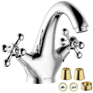 Geyser, Håndvaskarmatur, Magnolia, 2 greb, krom, 6 L/min - Køb i dag