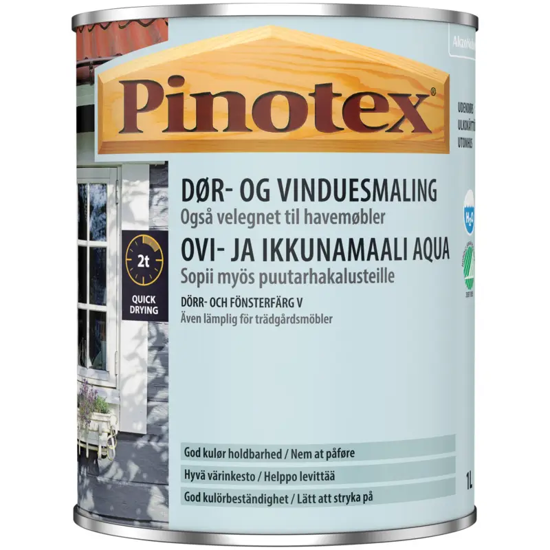 Leveres hurtigt | Pinotex, Dør- og vinduesmaling, renhvid, 1 L