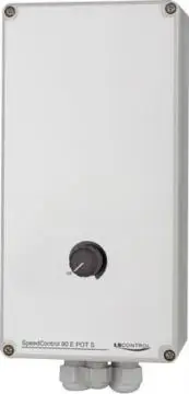 Køb i dag - L&S hastighedsheds regulator 80E pot S, 8A, grå boks med indbygget potmeter med afbryder. 230V AC/50Hz. IP54