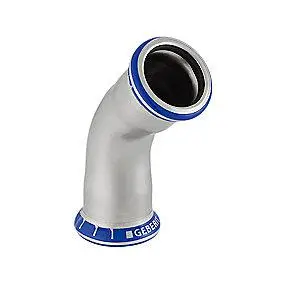 Bestil nu | GEBERIT Mapress rustfri bøjning 15 mm. 45° muffe-muffe